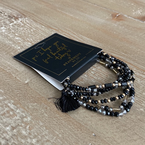 Statement by Gameday Couture Layered Beaded Bracelet in Black - Brand New - Picture 4 of 7